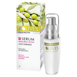 LIFTING SERUMAS HIALURONAS AKTYVUS BRANDŽIAI ODAI su natūraliu alyvuogių aliejumi 30ml.