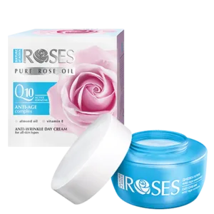 ANTI-AGE KOMPLEKSINIS KREMAS NUO RAUKŠLIŲ SU Q10 IR ROŽIŲ ALIEJUMI 50ml