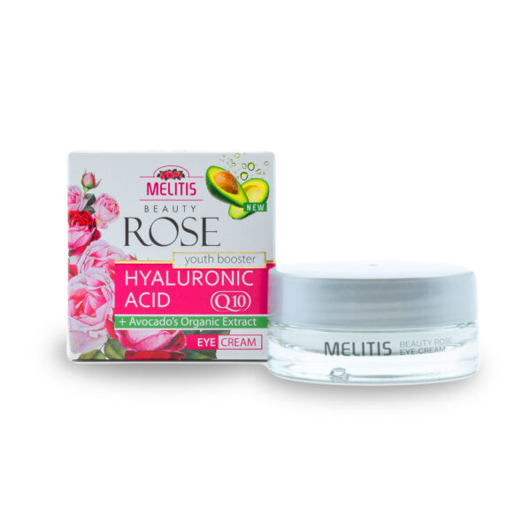 Paakių kremas "Melitis Beauty Rose" su hialurono rūgštimi, Q10 ir natūraliu avokado ekstraktu 15ml.