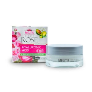 Naktinis veido kremas "Melitis Beauty Rose" su hialurono rūgštimi, Q10 ir natūraliu avokadų ekstraktu 50ml.