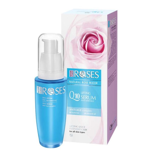 Q10 LIFTING SERUMAS SU EKOLOGIŠKU ROŽIŲ VANDENIU intensyvus drėkinimas nuo raukšlių 30ml.